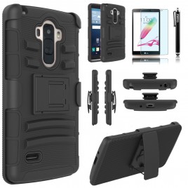 LG G Stylo, LG Stylus Case, Dual Layers [Combo Holster] Case And Built-In Kickstand Bundled with [Premium Screen Protector] Hybird Shockproof And Circlemalls Stylus Pen (Black)